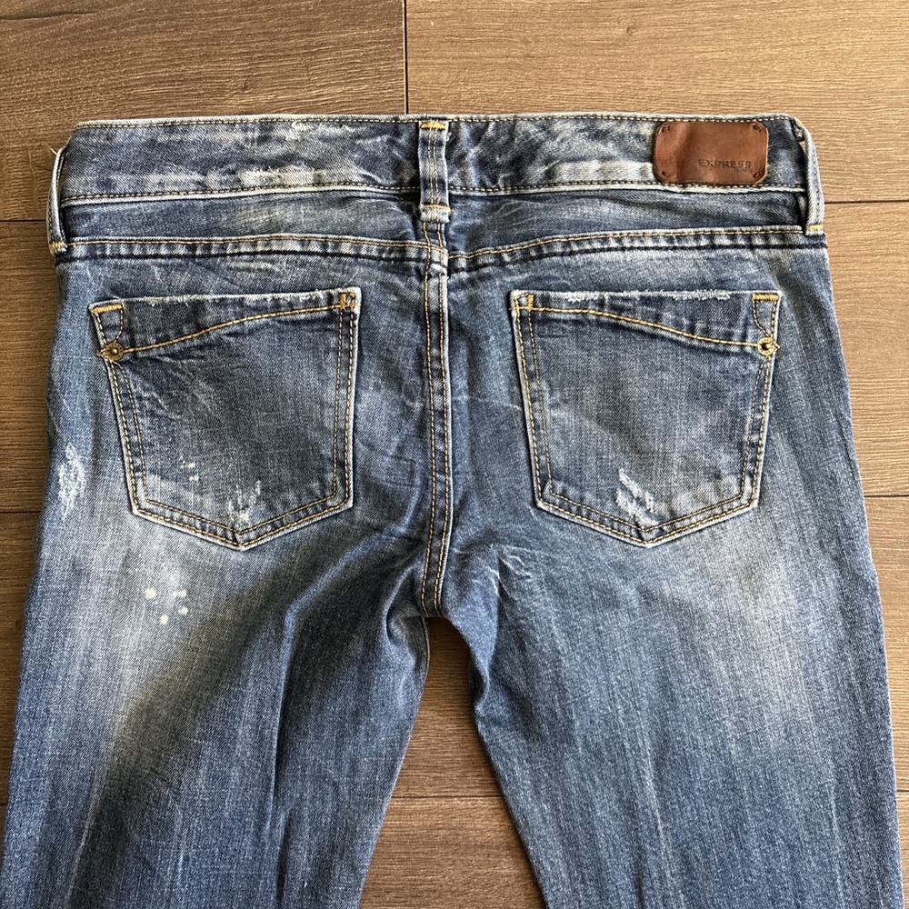 Express Low Rise Denim Jeans Women's 4 Regular Medium Wash Boot Cut  31x31